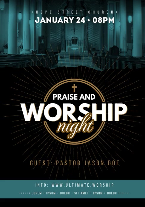 praise and worship night A4 template