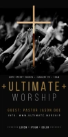 PRAISE AND WORSHIP ROLL UP BANNER Cartel enrollable de 3 × 6 pulg. template