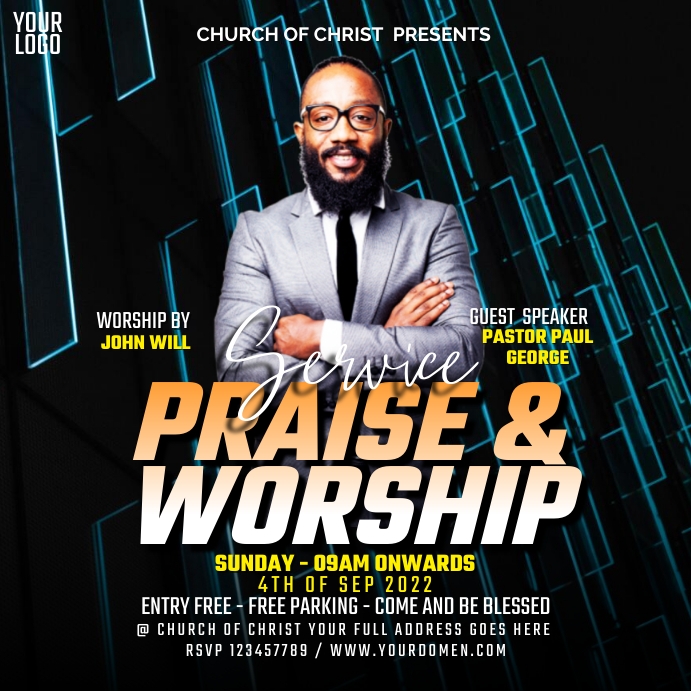 Modèle PRAISE AND WORSHIP SERVICE | PosterMyWall