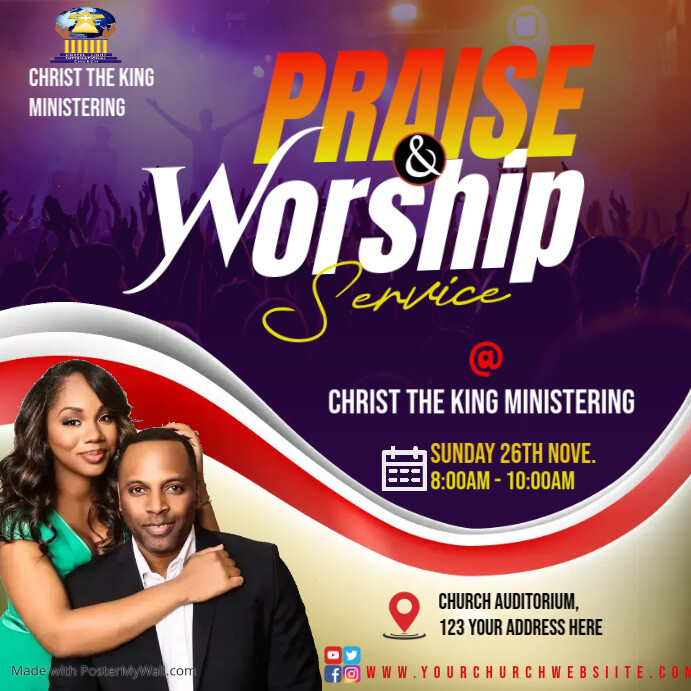 PRAISE AND WORSHIP SERVICE Template | PosterMyWall