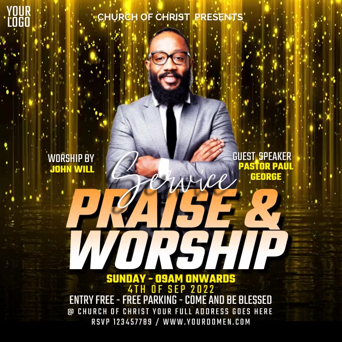 PRAISE AND WORSHIP SERVICE Template | PosterMyWall