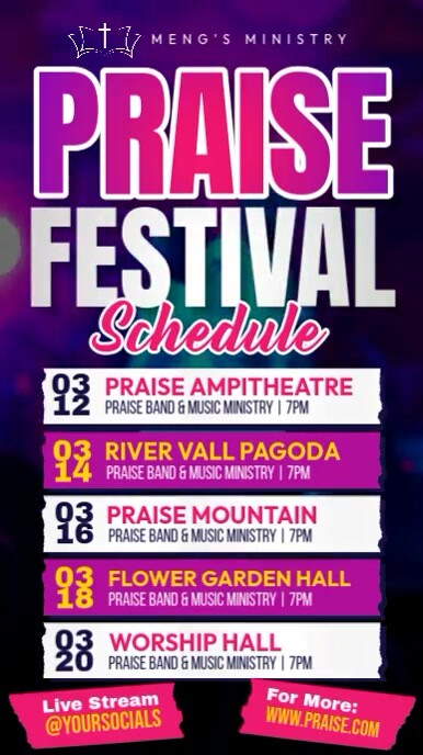Praise Festival Schedule Template | PosterMyWall
