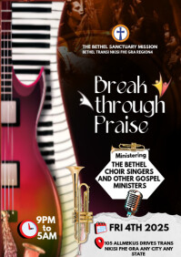 Praise night & worship flyer event A4 template