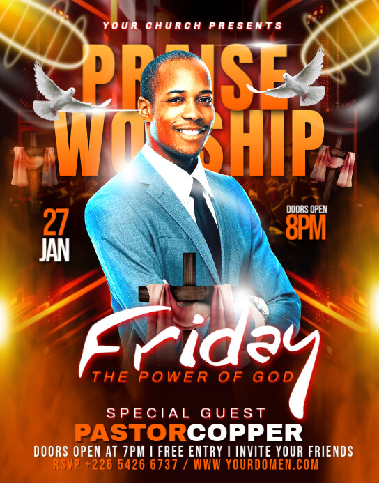 Praise worship Church flyer Affiche/Panneau mural template