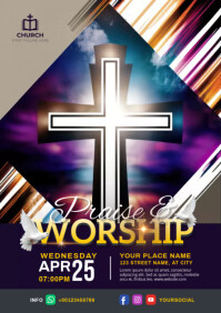 สีม่วง Worship Event A4 Template