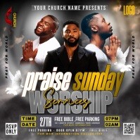 PRAISE WORSHIP SUNDAY SERVICES VIDEO FLYER Square (1:1) template