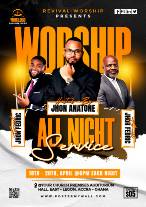 Pray church service A2 template