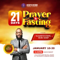 Prayer and fasting church flyer (2) Instagram Post template
