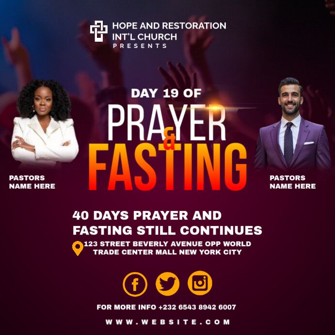 PRAYER AND FASTING COUNTDOWN TEMPLATE Instagram Post
