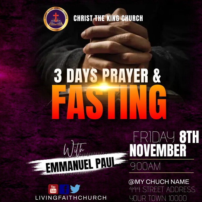 PRAYER AND FASTING Template PosterMyWall