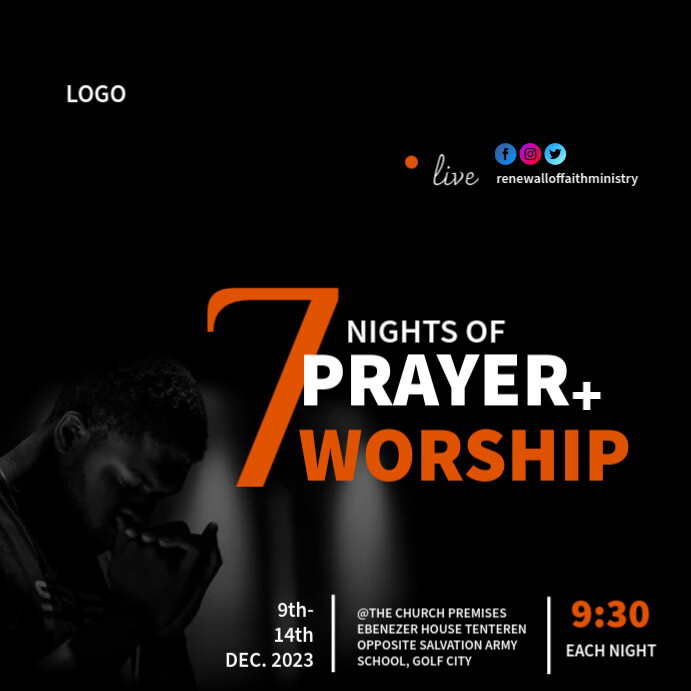 Prayer and Worship Week Template | PosterMyWall