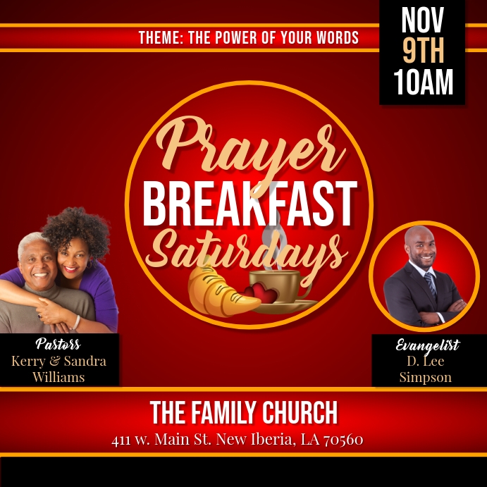 PRAYER BREAKFAST SATURDAYS CHURCH FLYER Template PosterMyWall