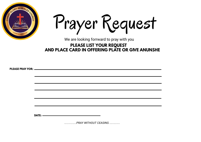 Prayer request card Postkort template