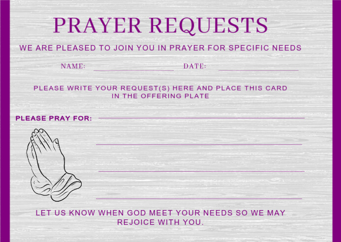 PRAYER REQUEST CARD Template PosterMyWall