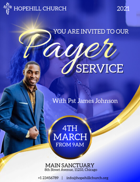 prayer service flyer Pamflet (Letter AS) template