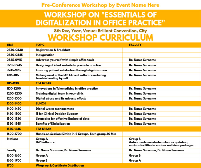 Workshop Curriculum Template Workshop Curriculum Template