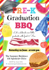 Pre-K Graduation BBQ Invitation A6 template
