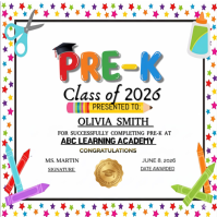 Pre-K Graduation Certificate Template | Editable Preschool Diploma for Kids Class of 2026 Instagram