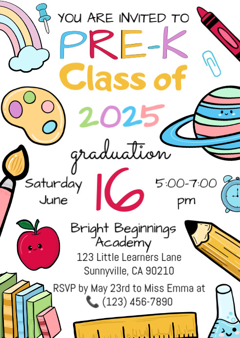 Pre-K Graduation Invitation A6 template