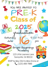 PRE-K Graduation Invitation A6 template