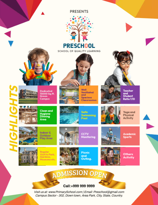 Pre School Admission Open Flyer Template | PosterMyWall