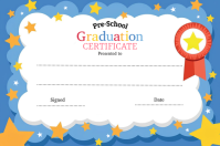 白色 Pre-School Graduation Certificate Poster Template
