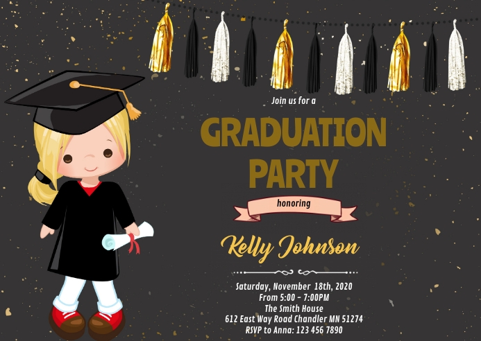 Pre school  kids graduation invitation A6 template