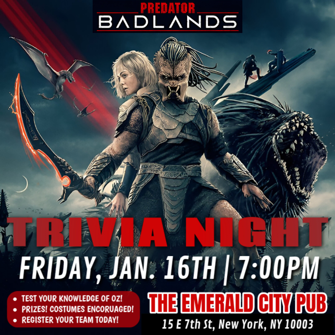 Predator Badlands Trivia Night Event Instagram Post Template | PosterMyWall