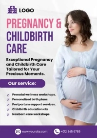 Pregnancy & Childbirth Clinic Services Ads A4 template