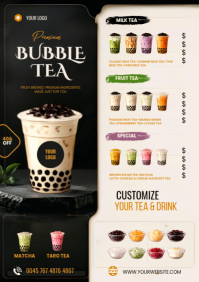 Premium Bubble Tea Menu Flyer A4 template