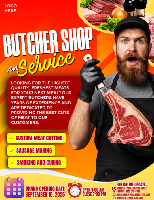 Premium Butcher Shop Fresh Service Template | PosterMyWall