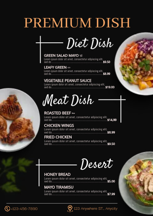 Premium Dish Menu Template | PosterMyWall