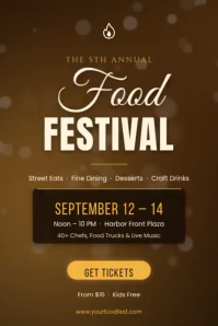 Brown Food Festival Poster Template