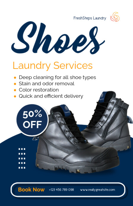 Premium Shoe Laundry Services Poster Template Tablóide