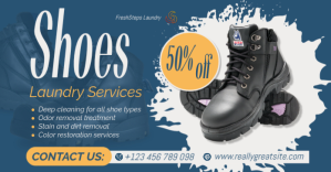 Premium Shoe Laundry Services Poster Template Изображение, которым поделились на Facebook