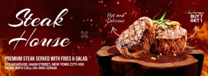 Premium Steak Food Facebook-coverfoto template