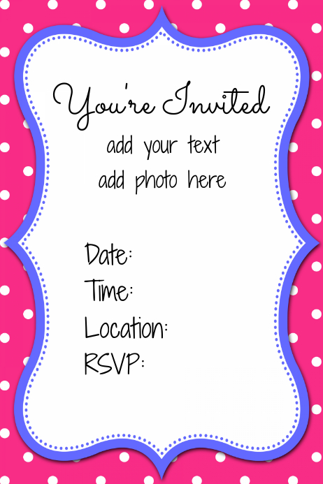 Preppy Pink and Blue Party Invitation Flyer Announcement template ...