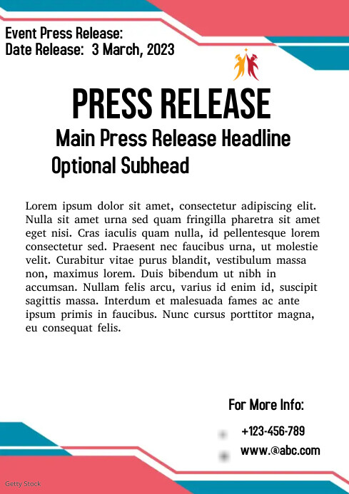 For Release Text Pres release letters Template | PosterMyWall