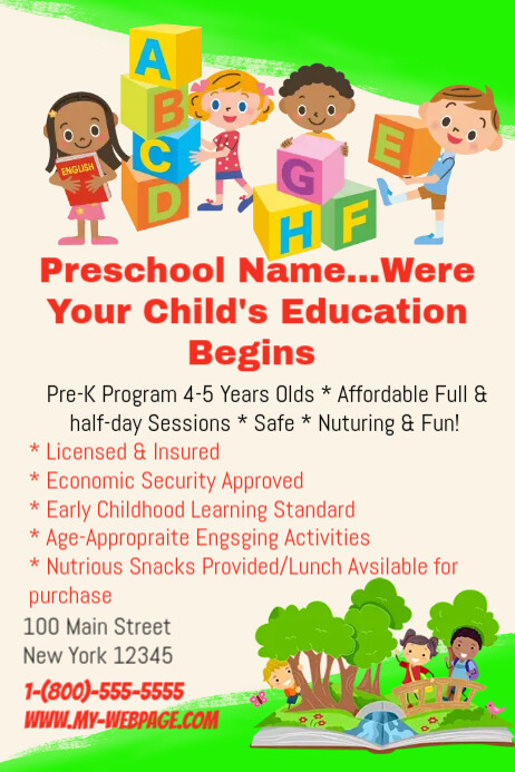 Preschool Plakat template