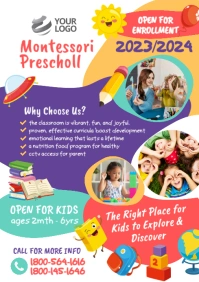 preschool enrollment advertisement A4 template