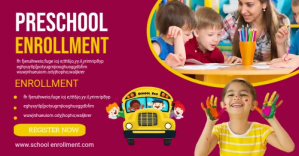 Rosa Preschool Enrollment Facebook-annonce Template