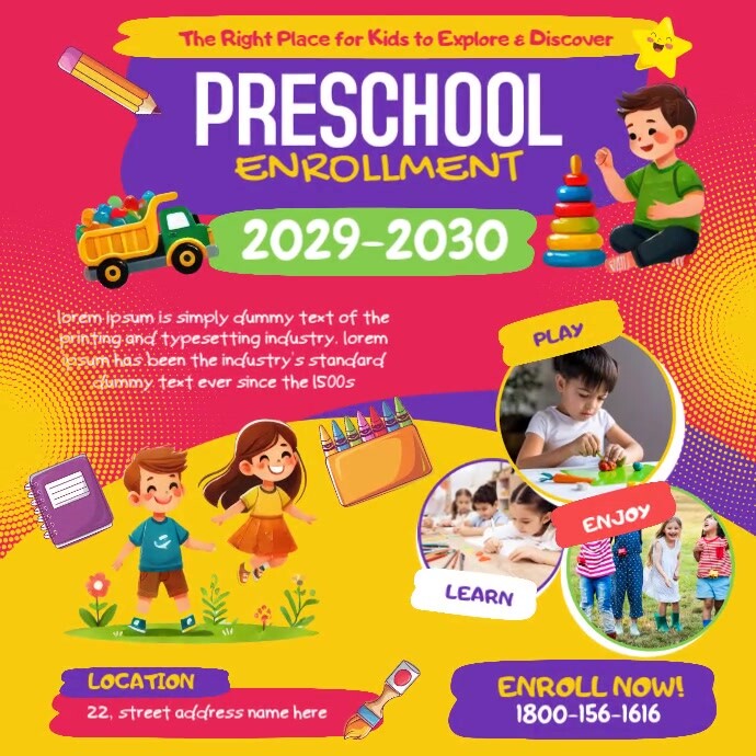 preschool enrollment social media Vierkant (1:1) template