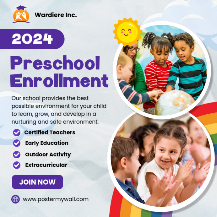preschool enrollment template | PosterMyWall