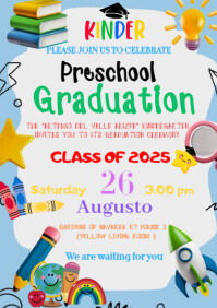 White Preschool Graduation Ceremony A4 Template