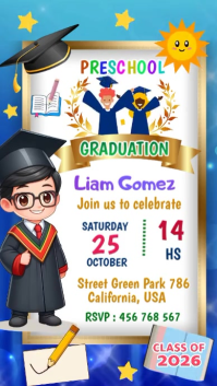 White Preschool Graduation Celebration เรื่องราวบน Instagram Template