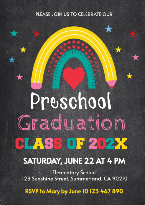 Preschool Graduation Invitation Template PosterMyWall Preschool Graduation Invitation Template PosterMyWall