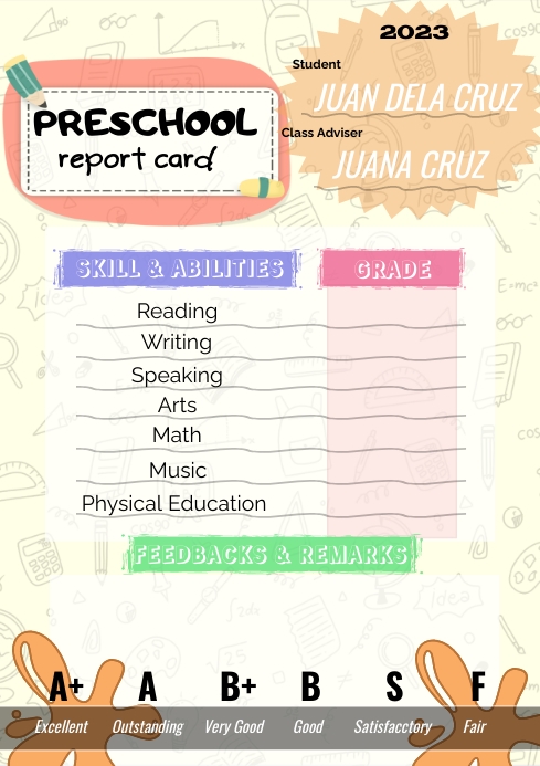Preschool Report Card Template | PosterMyWall