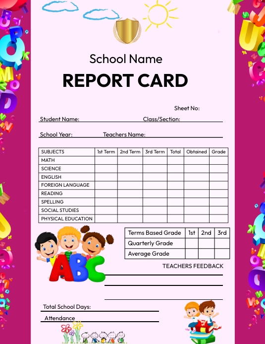Preschool Report Card Template | PosterMyWall
