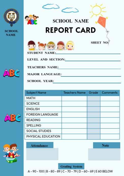 Preschool Report Card Template Design | PosterMyWall