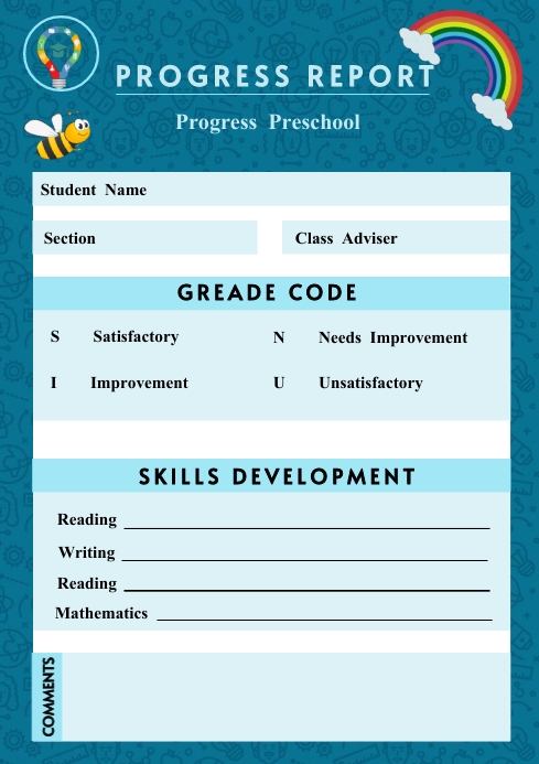 Preschool Report Card Template | PosterMyWall